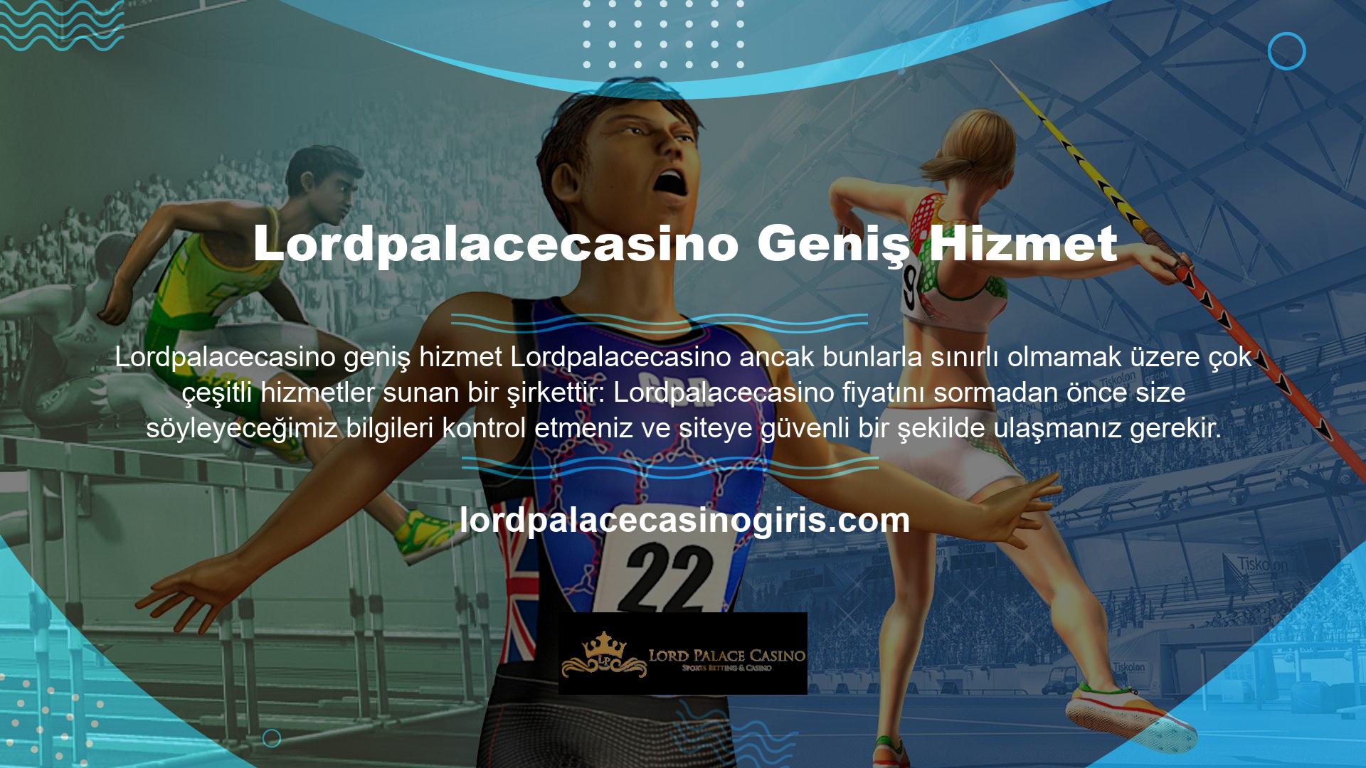 Lordpalacecasino birçok hizmet sunan bir şirkettir: Lordpalacecasino bir hesap açmanıza ve hemen kullanmaya başlamanıza izin verir